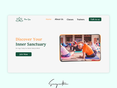 website landing page hero section for yoga studios