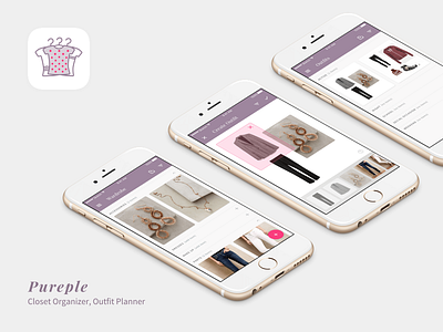 Pureple - Closet Organizer Outfit Planner app design closet organizer ios ios design mobile mobile ui outfit planner pureple ui wardrobe