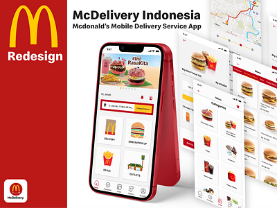 McDelivery Indonesia Redesign app design illustration minimal redesign ui ux
