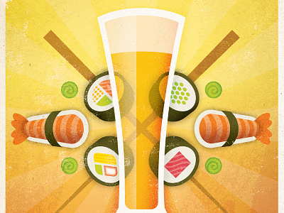 Brewtopia Ilustration 2 beer illustration sushi
