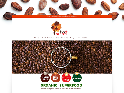Cocoa products product page web design website design