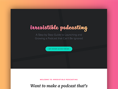 Irresistible Podcasting Refresh branding course landing page logo podcasting