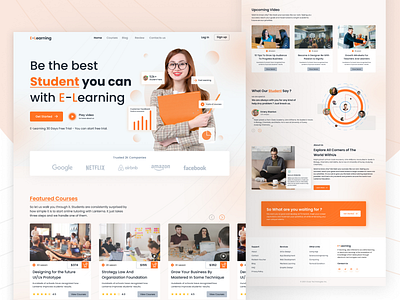 E-Learning Landing Page design e learning elearning landing page hero section hero section ui landing page ui ui design ui ux
