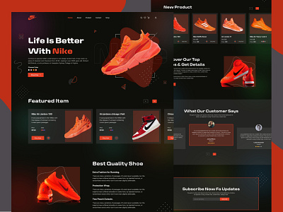 Shoe Landing Page branding clean clean design clothing brand dark design hero section hero section ui homepage landing page minimal nike popular shoe store sneakers ui ui design ui ux web design website