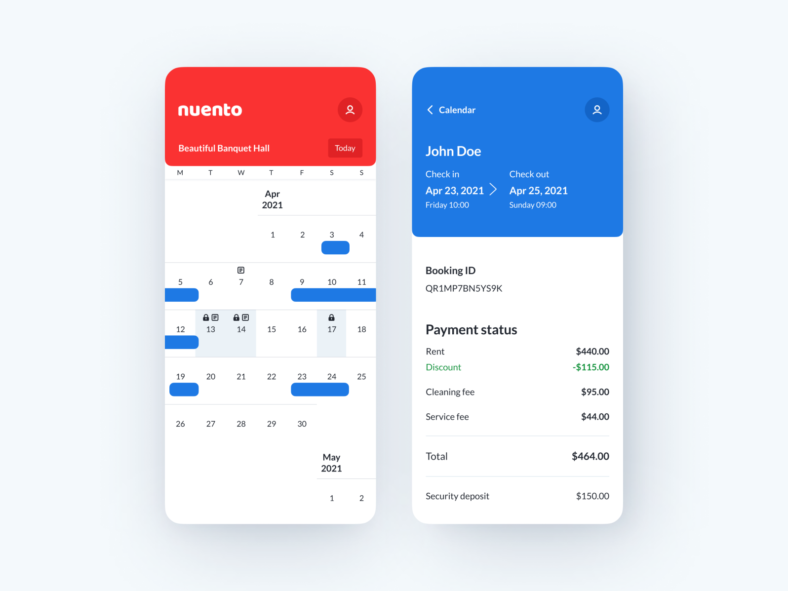 Calendar view + Booking info by Mads Egmose on Dribbble