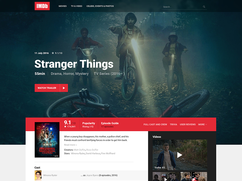 IMDb Movie/TV Page Redesign by Mads Egmose on Dribbble