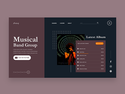 Musical Band Website UI Design Concept music music website design music website template ui ui design ui ux user interface design website concept website design