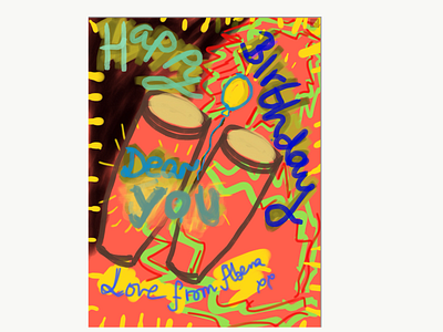 HBD african design birthday card bongo creative dance drums illustration male musician