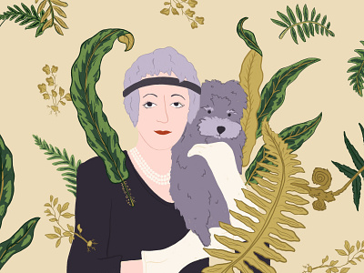 Elsie de Wolfe chintz dog elsie de wolfe fern illustration interior decorator lady mendl lady mendl poodle portrait procreate woman