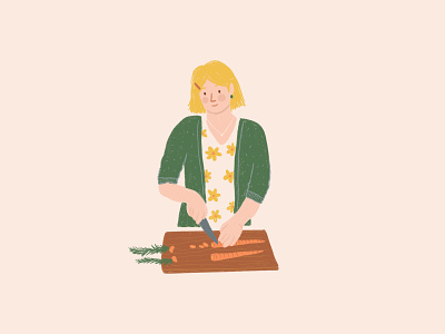 Chopping Carrots carrots compost composting food girl illustration ipad kitchen procreate