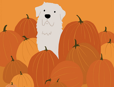 Pup in Pumpkin Patch animals dog fall halloween illustration ipad october procreate pumpkin puppy spooky