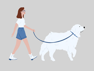 dog walkin' animals cowboy cowgirl dog dog illustration doggy illustration procreate pup walking woman