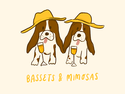 Bassets & Mimosas basset hounds bassets dog dogs drinking mimosas puppy yellow