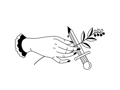 hand x dagger dagger design hand illustration lily vector