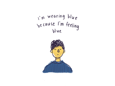 Sad Boy blue boy fuzzy sweater illustration sad texture