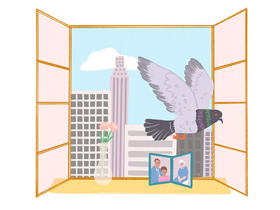 Eek! animals apartment bird illustration new york city nyc pigeon window