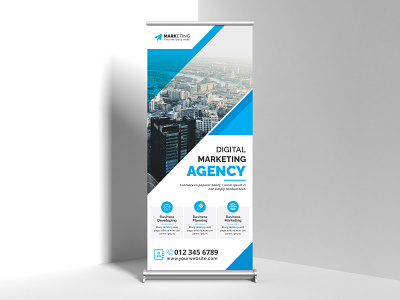 Corporate Business Roll Up Banner Standee Template abstract advertisement advertising agency banner business corporate creative design illustration layout modern professional roll up roll up banner design roll-up signage template x banner