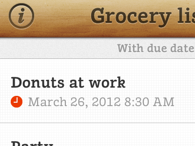 Grocery lists button cell header iphone list wood