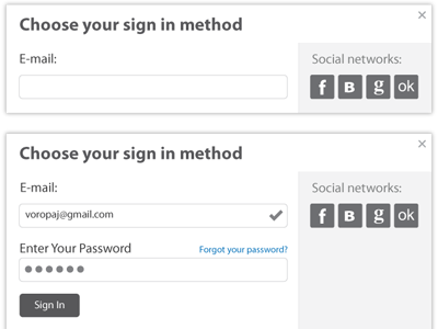 Sign In & Sign Up hybrid form sign in sign up ui ux wireframe