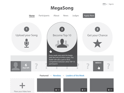 Music Contest Landing Page contest music prototype ux wireframe