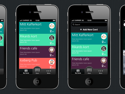 iPhone app design for discount cards aggregator