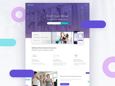 7araka Landing page application application ui branding design fitness icons landing page software brothers sport ui webdesign workout