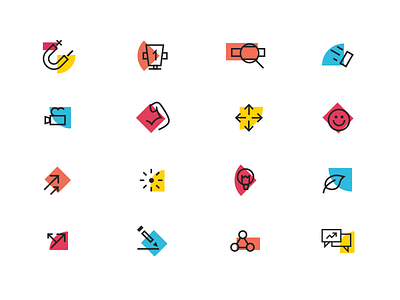 Proversity icon set design icon icon artwork icon set learning app learning management system pattern simple shapes software brothers ui vector