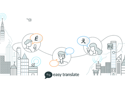 EasyTranslate presentation illustration design icon illustration saas software brothers translation vector