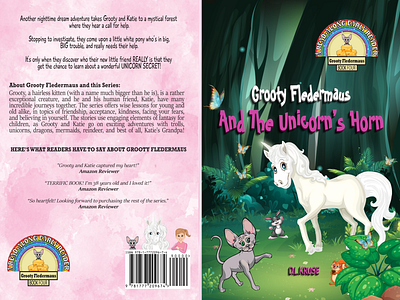 Grooty Fledermaus and the Unicorn's Horn book book illustration children book design illustration vector