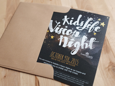 KidsLife Vision Night Invitation card invitation kidslife lakewoodchurch letter lettering