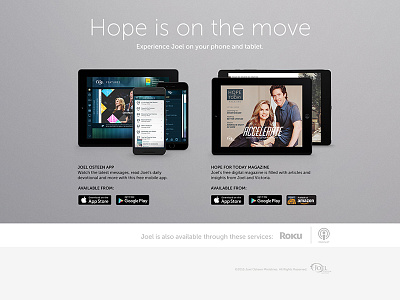 Joel Osteen Media apps device ipad joelosteen layout magazine mobile roku website