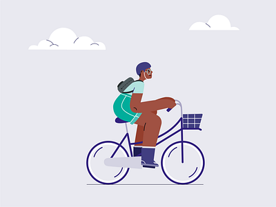 Biker app bike character commute commuter illustration ride ui
