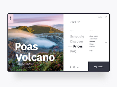 SINAC Website menu nature ui ux volcano website