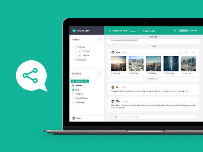 Sharechat.io chat collaboration file storage files share start up storage team tool ui web app webdesign