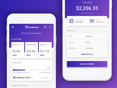 Invoice Me Mobile Exploration color design mobile mobile app mobileappdesign mobileapps payment payment app ui uidesign uiux