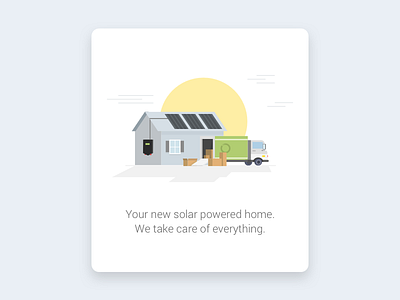 House and Truck boxes card house illustration innovation minimalistic solar solar cell sun truck user experience web design