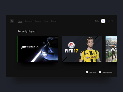 Console app console controller dailyui dark fifa forza games gaming minimal tv ui