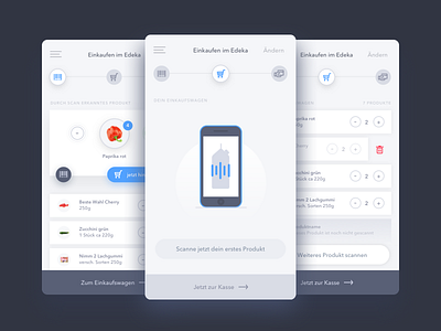 Shopping App app bag cart food groceries interface minimal scanning shopping supermarket ui ux