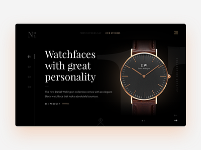 Luxurious Watches app brand dailyui dark flat landing page luxurious product typography ui watch web