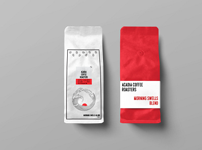 Acadia Coffee Roasters MockUp branding coffee shop design illustration illustrator logo packaging product design typogaphy