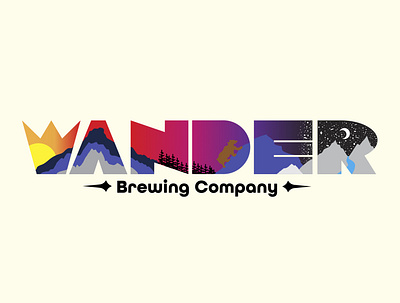 Wander Brewing Co - Illustrative Logo branding design illustration illustrator logo packaging product design