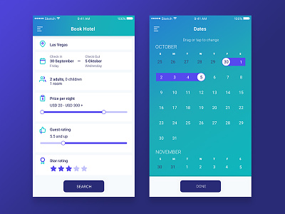 Hotel Booking / Daily Ui #067 application booking calendar daily design hotel interface mobile travel trip ui