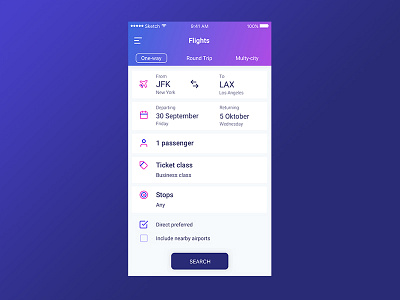 Flight Search / Daily UI #068 068 concept dailyui flight form mobile search tickets travel ui ux