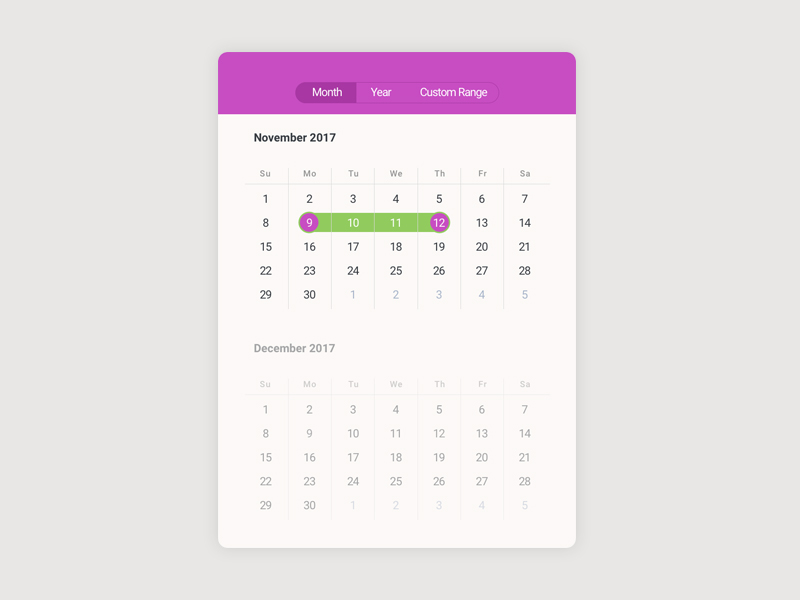 Daily Ui 080 Date Picker by Zinaida Olado on Dribbble