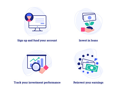 Invest with ease steps (Financial website icons)