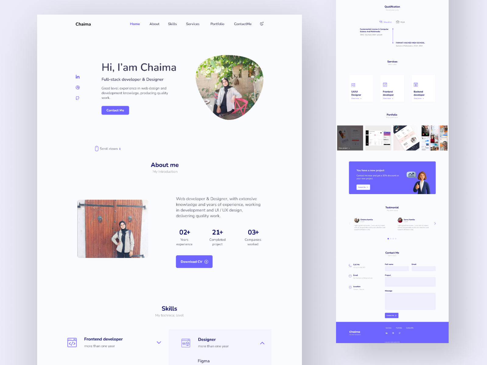 Personal portfolio website - Light mode by Shaima Hamila on Dribbble