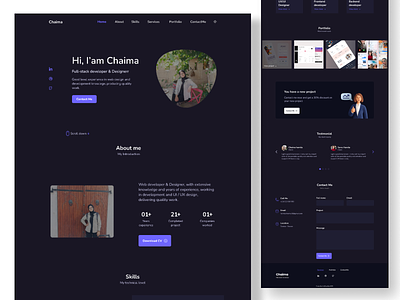 Personal portfolio website - Dark mode