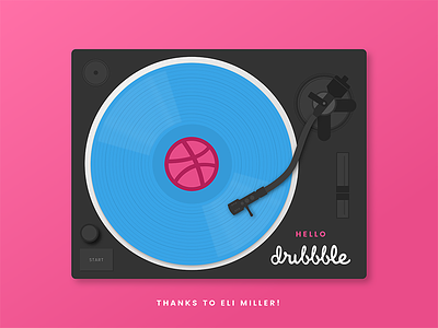 Hello Dribbble debut first shot hello illustration invite music vinyl