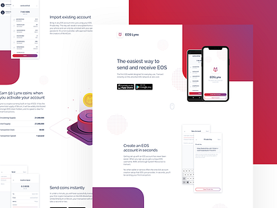 EOS Lynx - Homepage cryto design experience gradient landing page ui user ux wallet web website