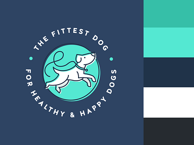 The Fittest Dog | Color Palette badge beach blue california clean color palette design dog fitness fresh healthy illustration line icon modern ocean running symbol teal vector white dog